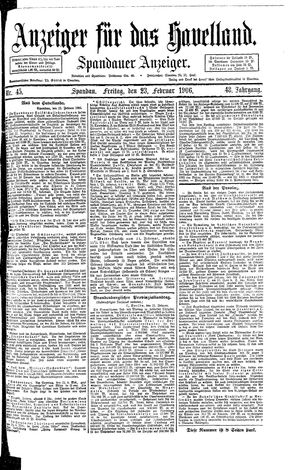Anzeiger für das Havelland vom 23.02.1906