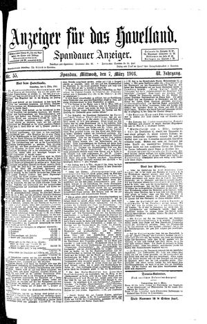 Anzeiger für das Havelland vom 07.03.1906