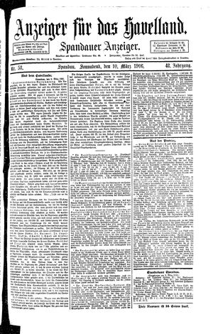 Anzeiger für das Havelland vom 10.03.1906