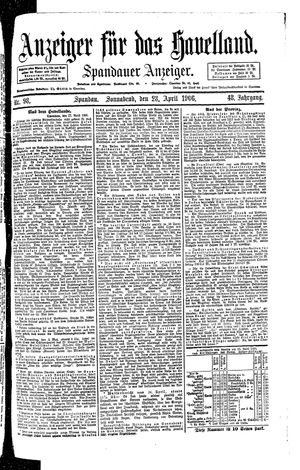 Anzeiger für das Havelland vom 28.04.1906
