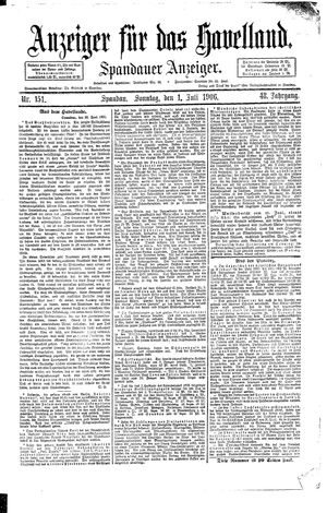 Anzeiger für das Havelland vom 01.07.1906