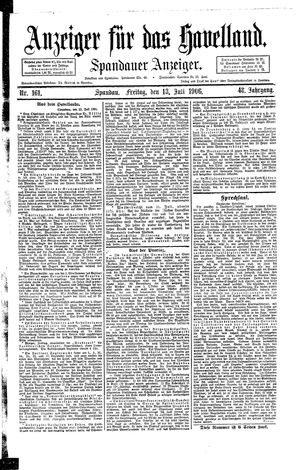 Anzeiger für das Havelland vom 13.07.1906