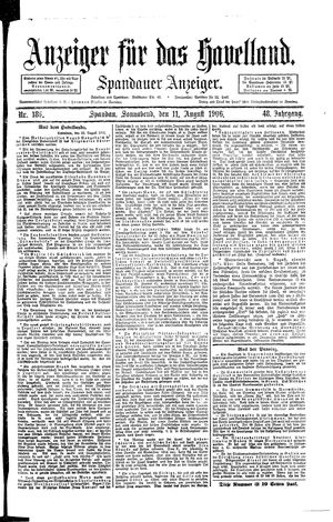 Anzeiger für das Havelland vom 11.08.1906