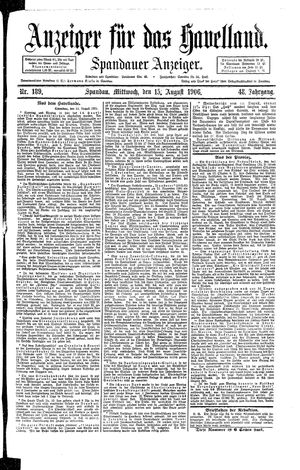 Anzeiger für das Havelland vom 15.08.1906