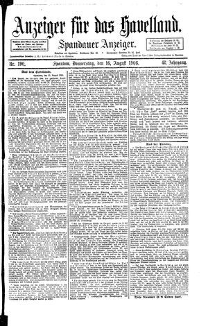 Anzeiger für das Havelland vom 16.08.1906