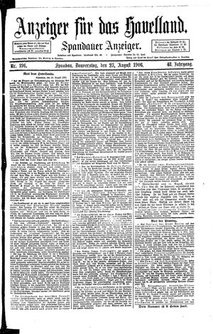 Anzeiger für das Havelland vom 23.08.1906