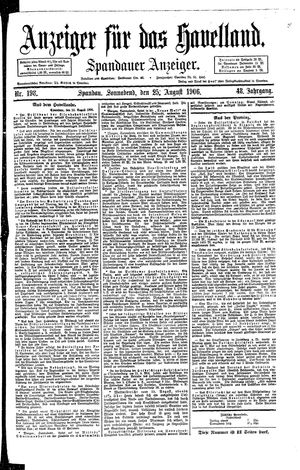 Anzeiger für das Havelland vom 25.08.1906