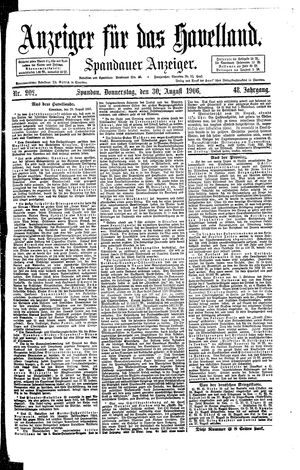 Anzeiger für das Havelland on Aug 30, 1906
