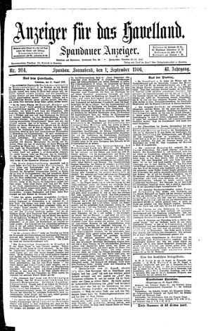 Anzeiger für das Havelland vom 01.09.1906