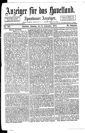Anzeiger für das Havelland vom 02.09.1906