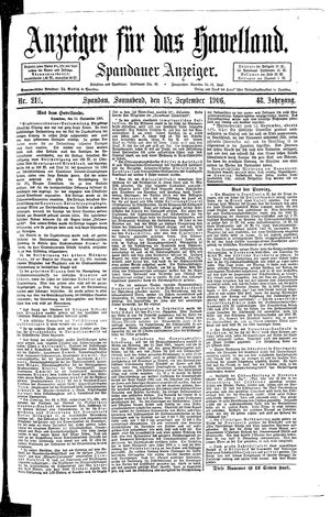 Anzeiger für das Havelland vom 15.09.1906