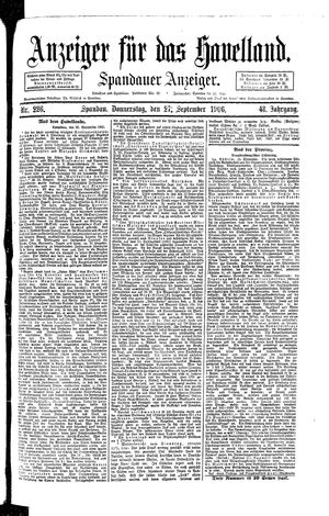 Anzeiger für das Havelland vom 27.09.1906