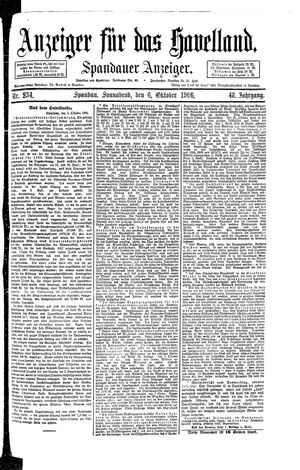 Anzeiger für das Havelland vom 06.10.1906