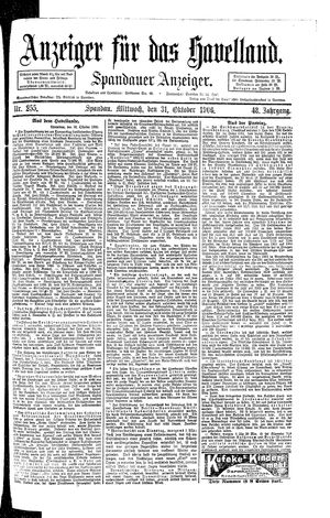 Anzeiger für das Havelland vom 31.10.1906