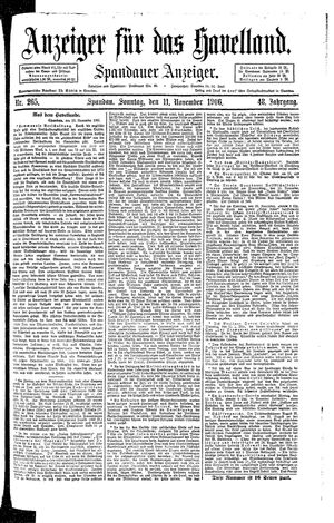 Anzeiger für das Havelland vom 11.11.1906