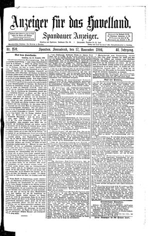 Anzeiger für das Havelland on Nov 17, 1906