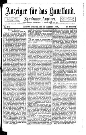 Anzeiger für das Havelland vom 20.11.1906