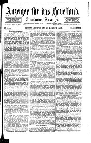 Anzeiger für das Havelland vom 21.11.1906