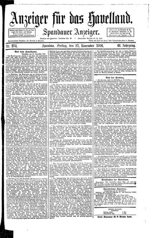 Anzeiger für das Havelland vom 23.11.1906