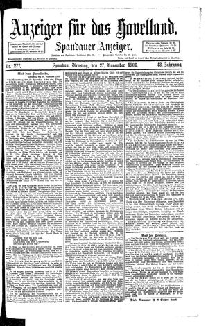 Anzeiger für das Havelland vom 27.11.1906