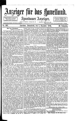 Anzeiger für das Havelland vom 01.12.1906