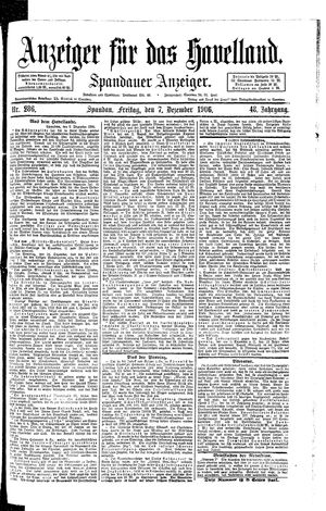 Anzeiger für das Havelland vom 07.12.1906
