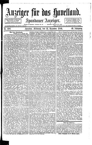 Anzeiger für das Havelland vom 12.12.1906