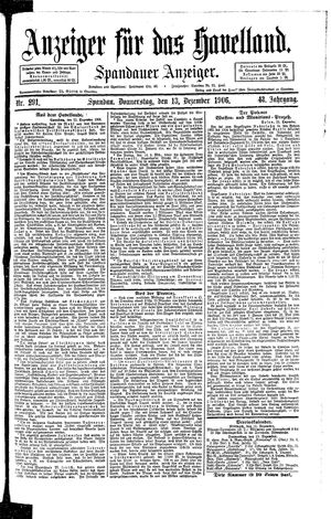 Anzeiger für das Havelland vom 13.12.1906