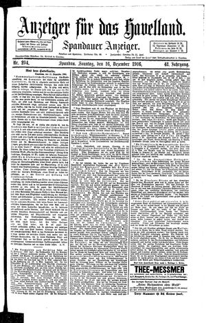 Anzeiger für das Havelland vom 16.12.1906