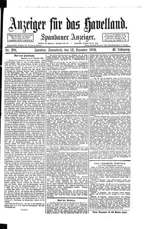 Anzeiger für das Havelland vom 22.12.1906