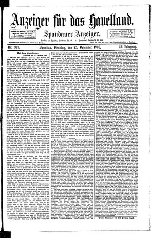 Anzeiger für das Havelland vom 25.12.1906