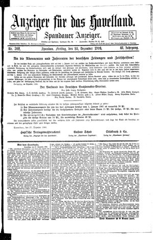 Anzeiger für das Havelland vom 28.12.1906