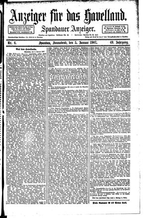 Anzeiger für das Havelland vom 05.01.1907