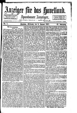 Anzeiger für das Havelland vom 09.01.1907