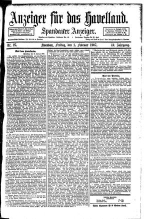 Anzeiger für das Havelland vom 01.02.1907