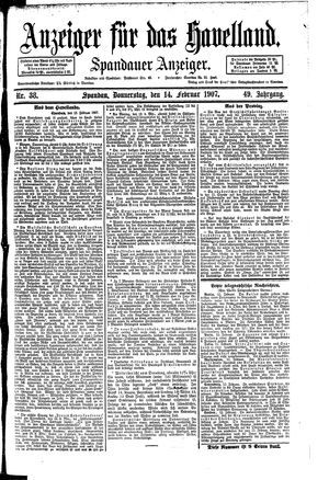 Anzeiger für das Havelland vom 14.02.1907