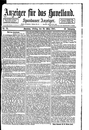 Anzeiger für das Havelland vom 29.03.1907
