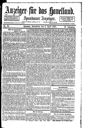 Anzeiger für das Havelland vom 06.04.1907