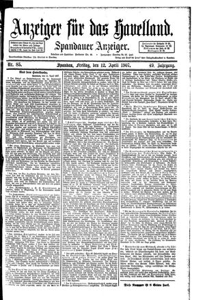 Anzeiger für das Havelland vom 12.04.1907