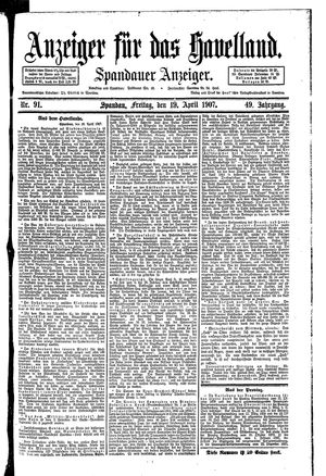 Anzeiger für das Havelland vom 19.04.1907