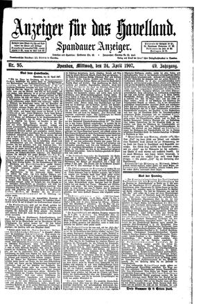 Anzeiger für das Havelland vom 24.04.1907