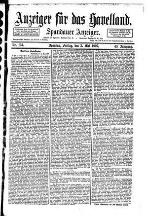 Anzeiger für das Havelland vom 03.05.1907