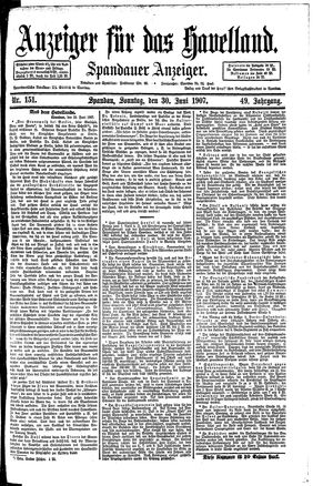 Anzeiger für das Havelland on Jun 30, 1907
