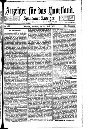 Anzeiger für das Havelland vom 31.07.1907