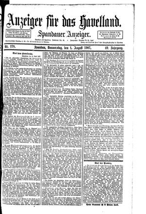 Anzeiger für das Havelland vom 01.08.1907