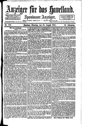 Anzeiger für das Havelland vom 13.08.1907