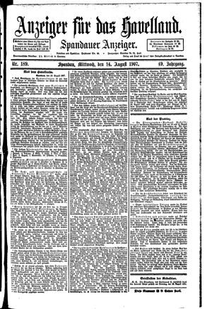 Anzeiger für das Havelland vom 14.08.1907