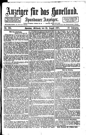 Anzeiger für das Havelland vom 21.08.1907