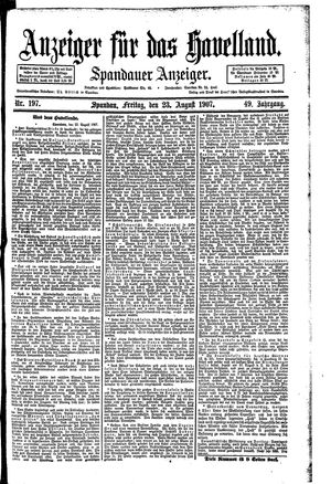 Anzeiger für das Havelland vom 23.08.1907