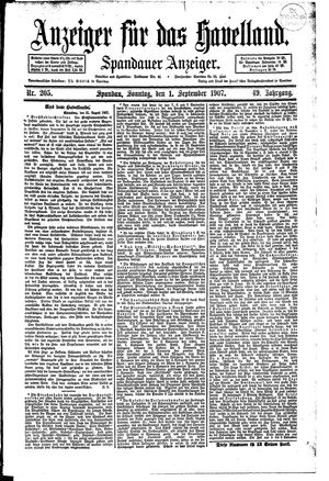 Anzeiger für das Havelland vom 01.09.1907